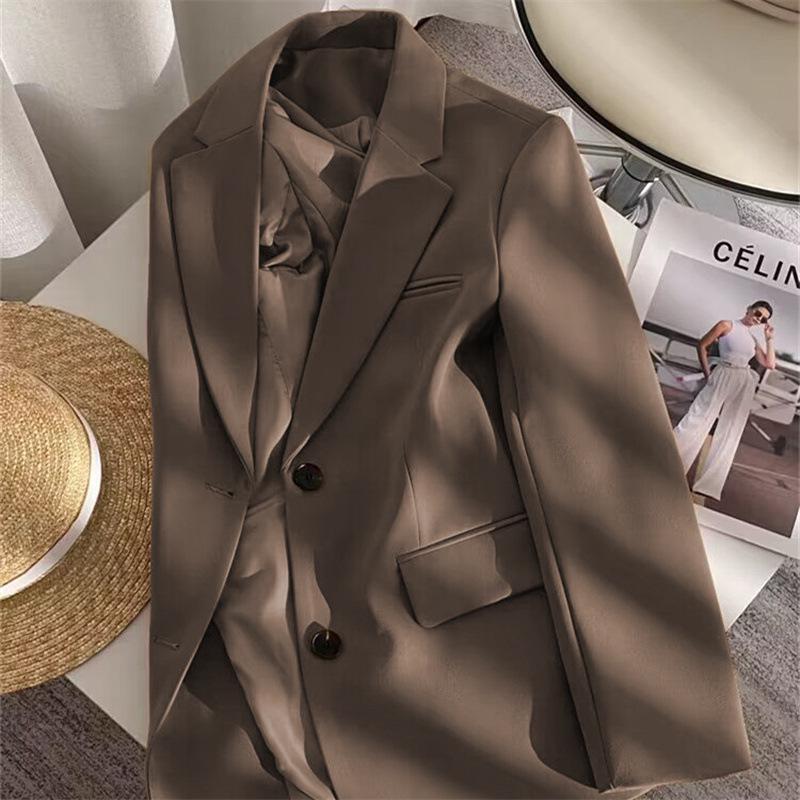 Women's Korean Style Loose Black Suit Jacket - Slimming, Small Size Blazer for Spring and Autumn 2025.