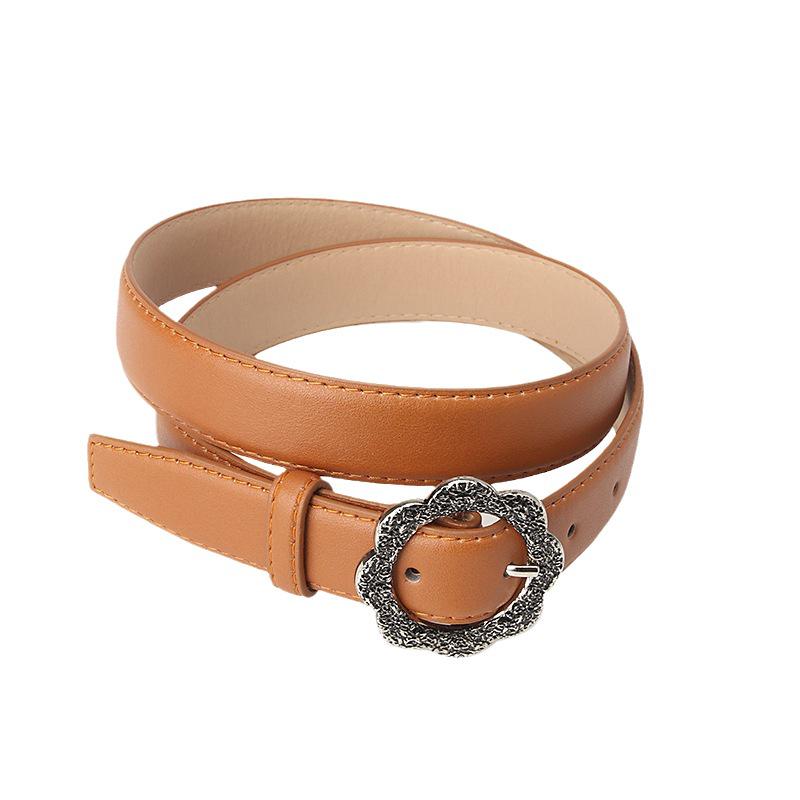 Women's Retro Floral Leather Belt - Stylish & Versatile Jeans Accessory