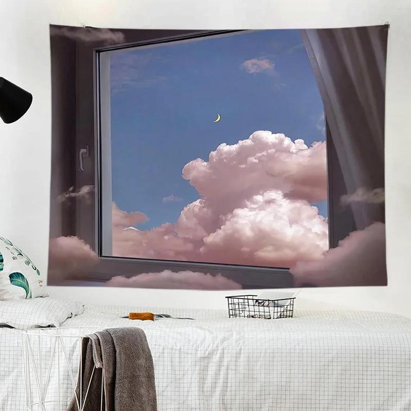 Home Wall Decoration Tapestry Window Scenery Background Hanging Cloth Bedroom Living Room Tapestry