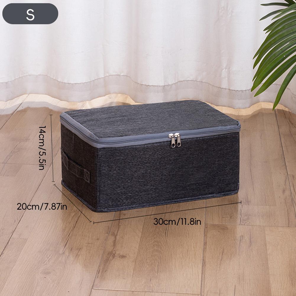 

Ящик для хранения из ткани Оксфорд с застежкой-молнией, пригодный для стирки, для хранения сезонной одежды и одеял, нижнего белья, для домашнего хранения, органайзер для гардероба S【30*20*14】