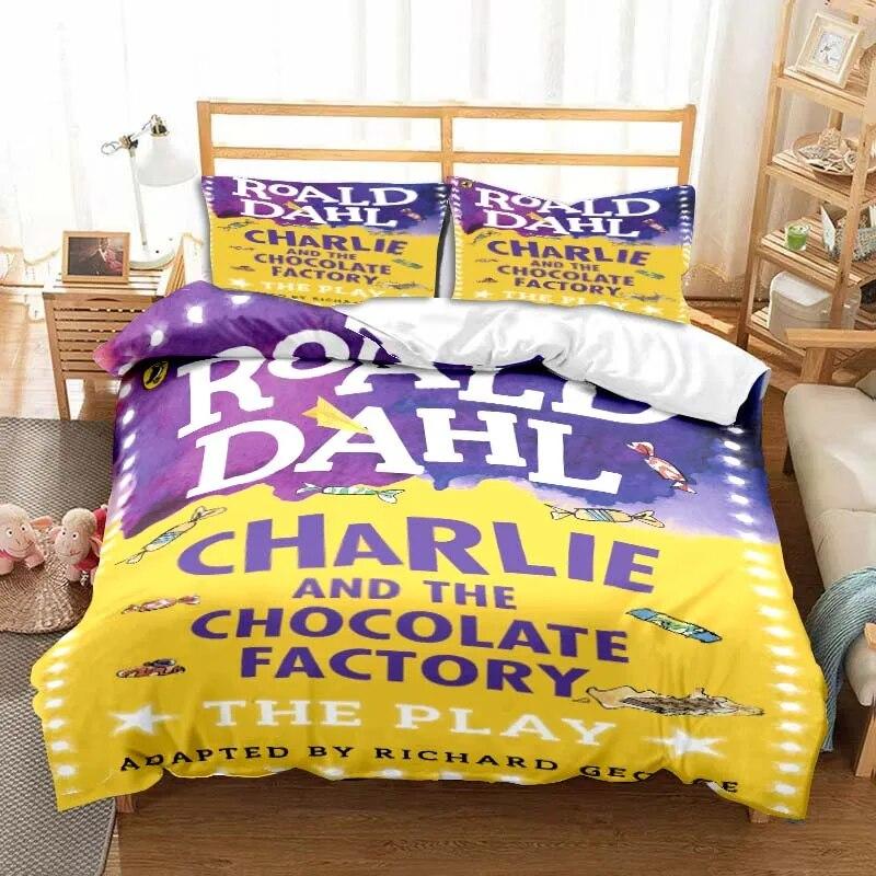 

C-Charlie and The Chocolate Factory Print Bedding Three-piece Set Dormitory Supplies Soft Three-piece Set Warm Bedding Warm Bed