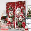 2D Flat Printing 2pcs Merry Christmas Curtains Snowman1 Machine Washable Polyester Without Electricity Birthday Party Use for