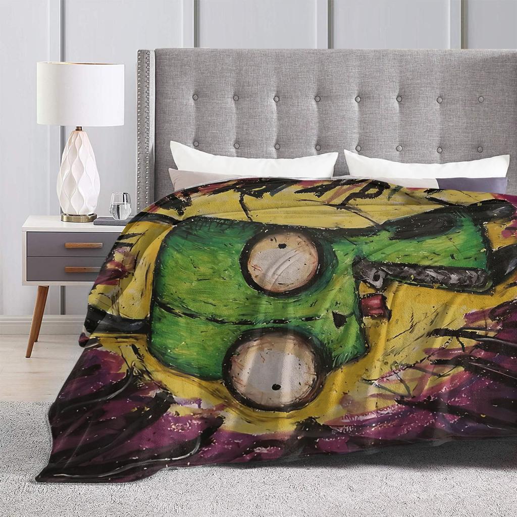 Invader Zim oil Blanket Warm Soft Novelty Plush Throw Blanket For Home Decor Travel Office Flannel Bedspread Bed Cover