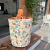 Korean Style Retro Flower Bucket Bag Lunch Bag Mummy Bag Portable Canvas Handbag  Girls
