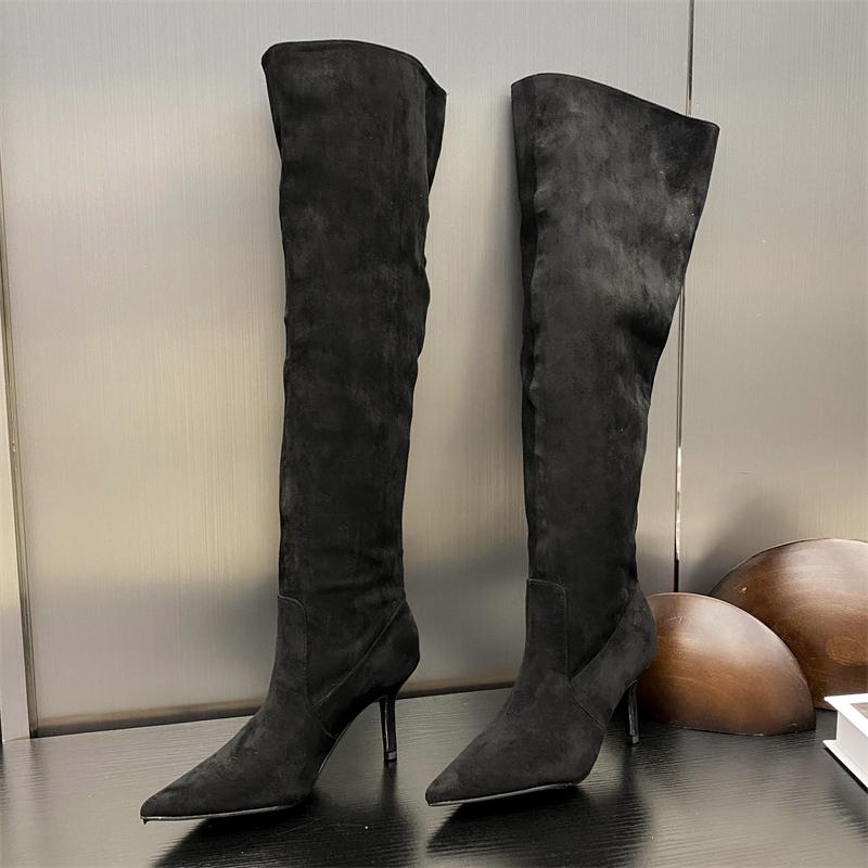 Fashion Eilyken Sexy Thin Heels Knee-High Boots Women Autumn Winter Pointed Toe Party Prom Ladies Shoes Elegant Long Botas De Mujer