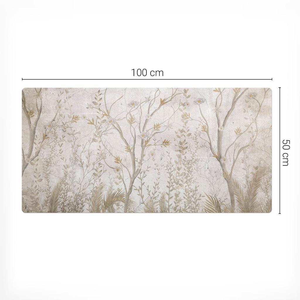 Vinyl Desk Mat with Print of Delicate Floral Patterns 100X50 Cm