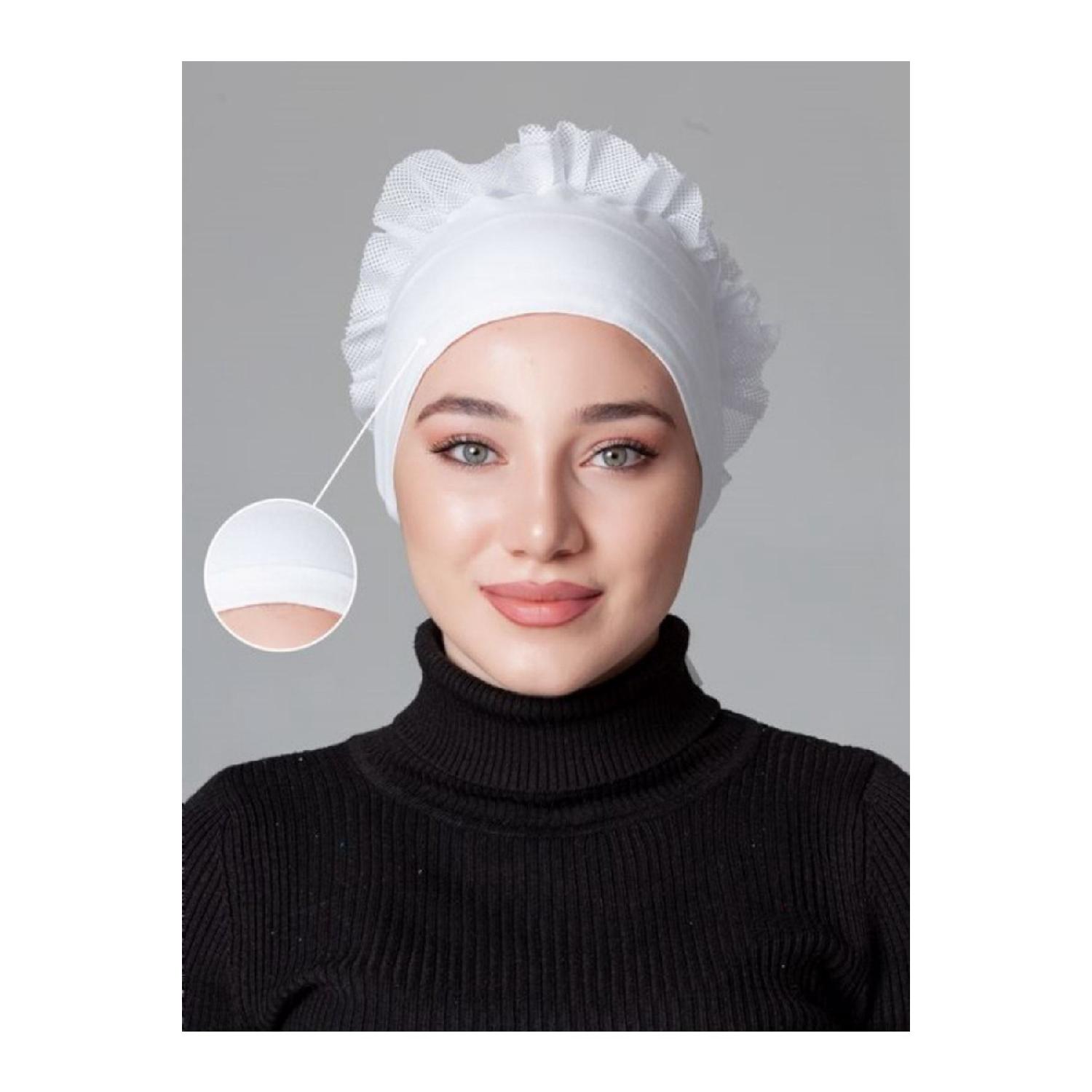 

Нескользящий чепчик из чесаного хлопка белого цвета с оборками Standart белый