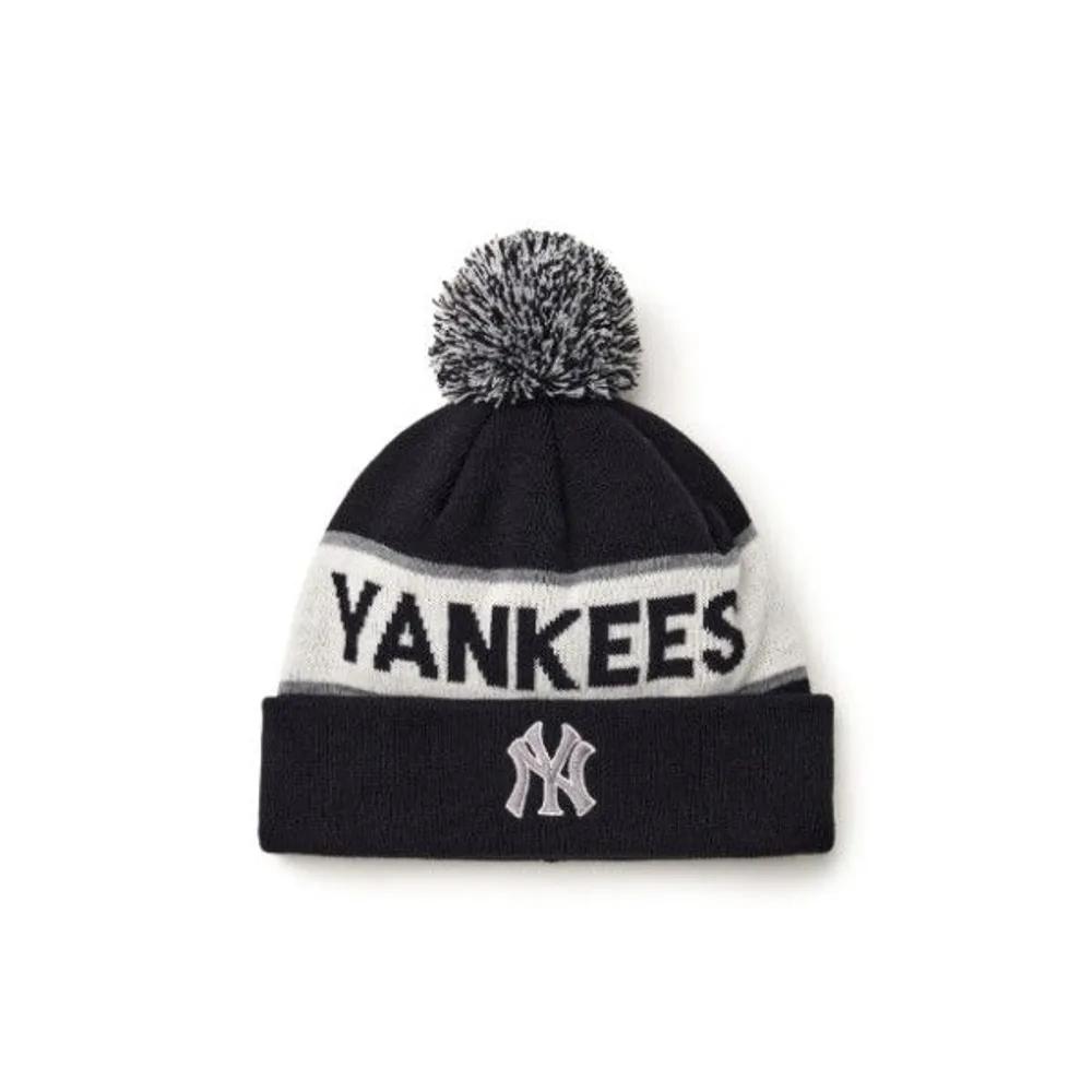 [MLB] Kids  Cap IQC 7ABNV0146-50BKS Premium Varsity Colorblock Pom-Pom Beanie New York Yankees FREE