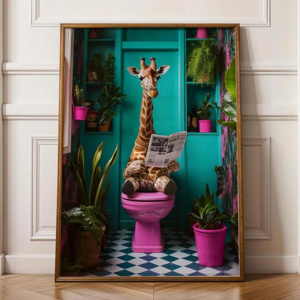 Vintage Black Cat Bathroom Wall Art, Toilet Fun Wall Art, Funny animal Bathroom Art, Quirky Bathroom Wall Decor, Bathroom Print