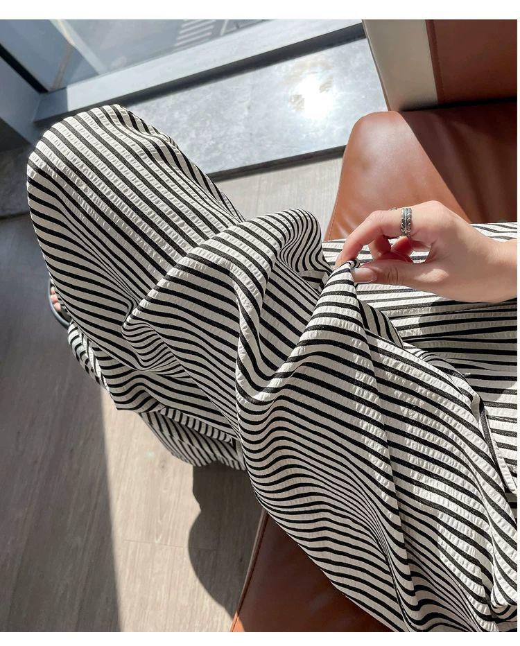 Women's High-Waisted Striped Casual Pants: Summer 2025 Wide-Leg Cover-Up