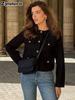 Women's New Fall Winter High-End Crew Neck Small Cardigan Style Short Jacket Fashion Versatile Oversized Check Blazer