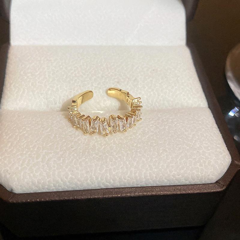 Prsten na otevírání sáčků se cukrem, pozlacený skutečným zlatem, osazený diamanty, Lehký, Vysoce luxusní, High-end, Prsten na ukazováček, Univerzální šperk pro dojíždění