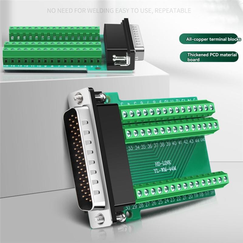 24-Hour Delivery HDB44 Solderless Connector 44Pin D-SUB 44Pin P Hole Plug Breakout Terminal Board Adapter