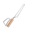 Stainless Steel Fireplace Tongs with Wooden Handle Multifunctional Long Firewood Tong for Fire Pit
