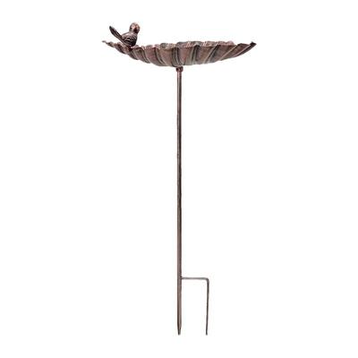 Outdoor Bird Bath Metal Birdbath Standing For Outside Balcony Courtyard Leaf-Shaped Statue Decoration Cast Iron Water Feeder For