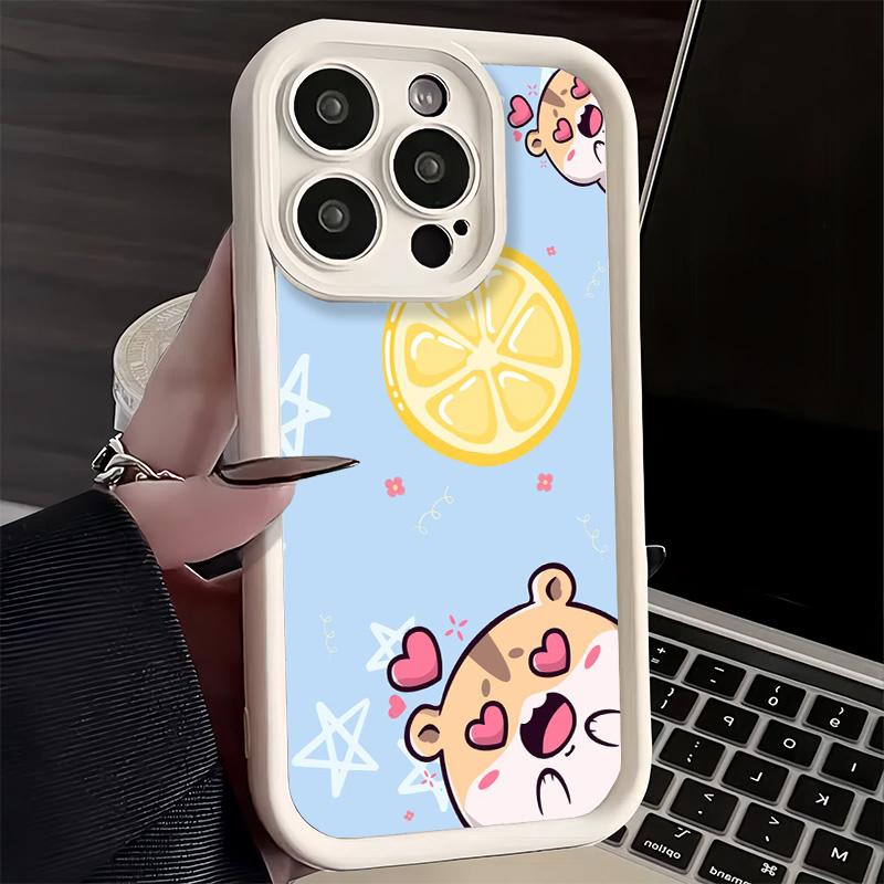 Phone Case for iPhone 17 Air 16E 15 16 Pro Max Cartoon Cute Hamster Cover 14 Plus 13 12 Mini Soft Shell Silicone Fundas