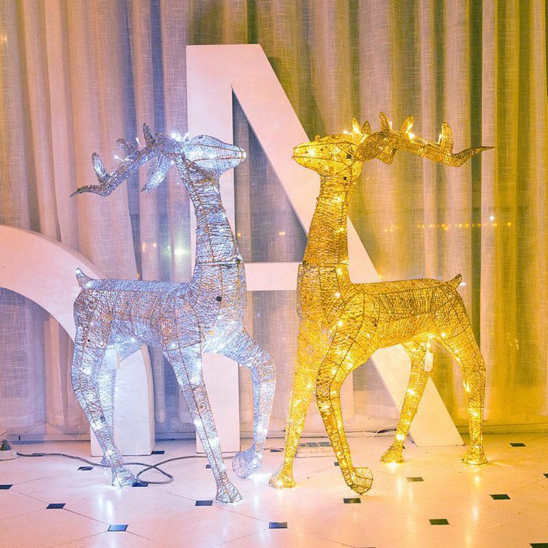 Christmas Elk Decoration Christmas Outdoor Decorations Xmas Deer Yard Lights Decor for Yard Garden Lawn Champagne Buck
