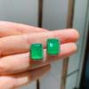Jewelry Retro Style Diamond-Set Imitation Emerald Pendant Rectangular 20 * 28 Large Pendant Stud Earrings 9 * 12