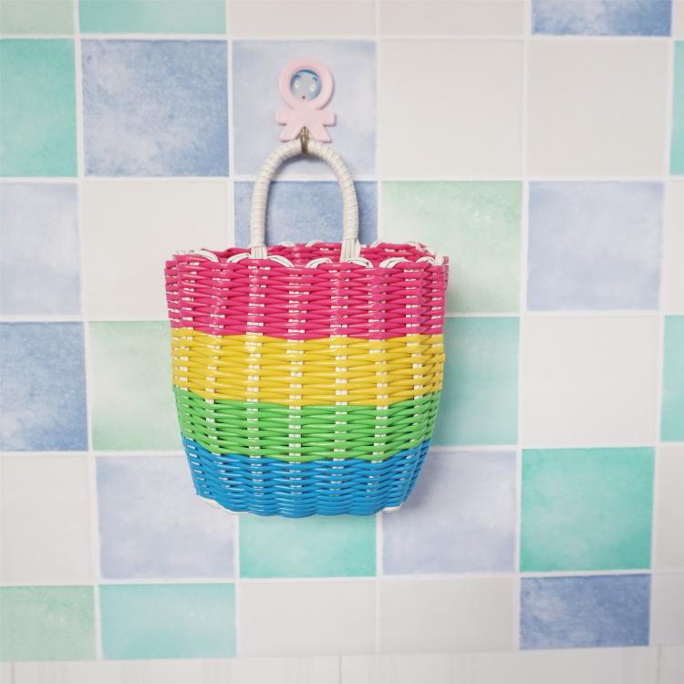 Blue Rattan Woven Laundry Hamper: Multipurpose Basket for Clothes, Toys, and Home Storage