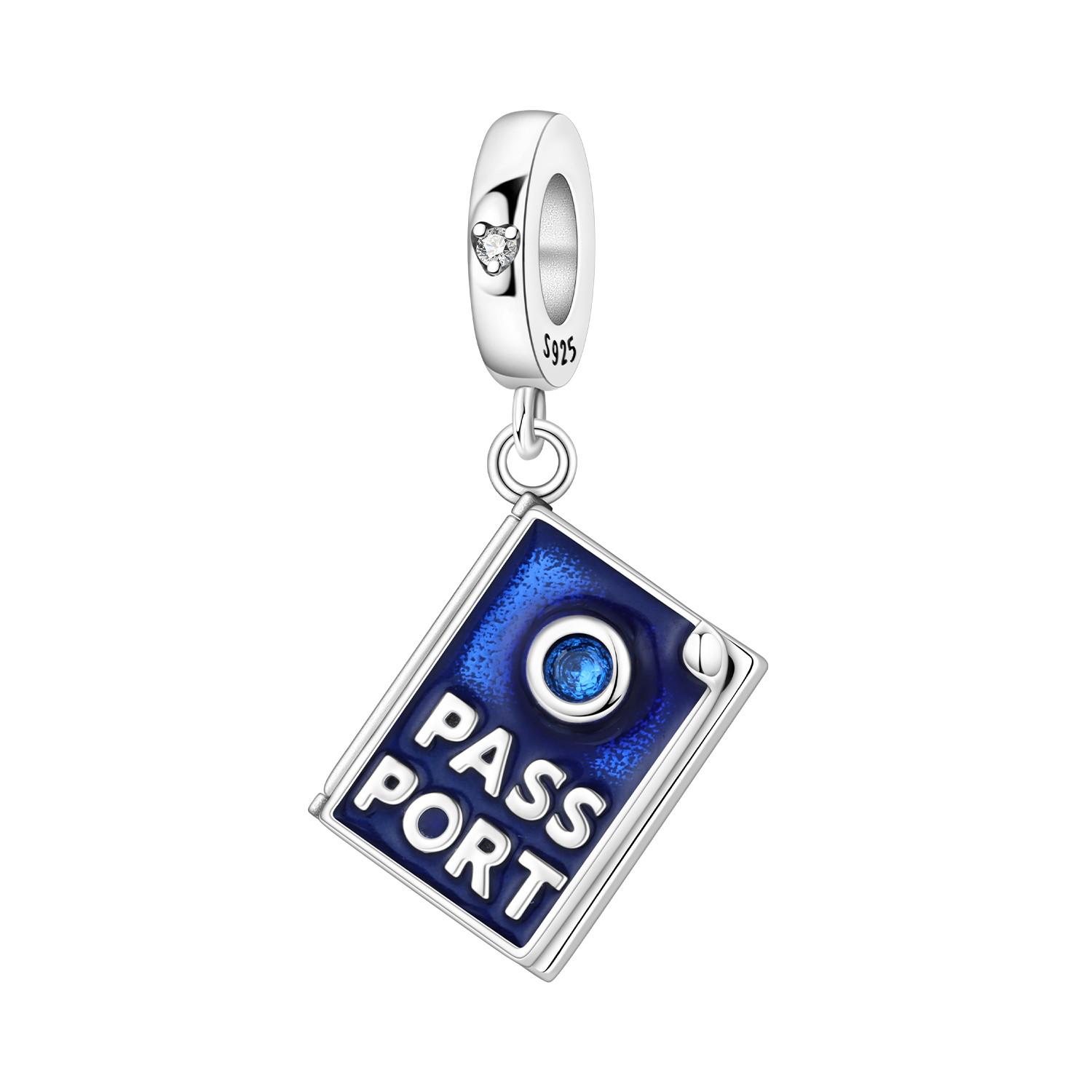 

PANPOKI Copper Metal Blue Can Open Passport Bead Components Authentic Original Pendant Bead Components Bracelet High Quality Fine Jewelry Charm Bead