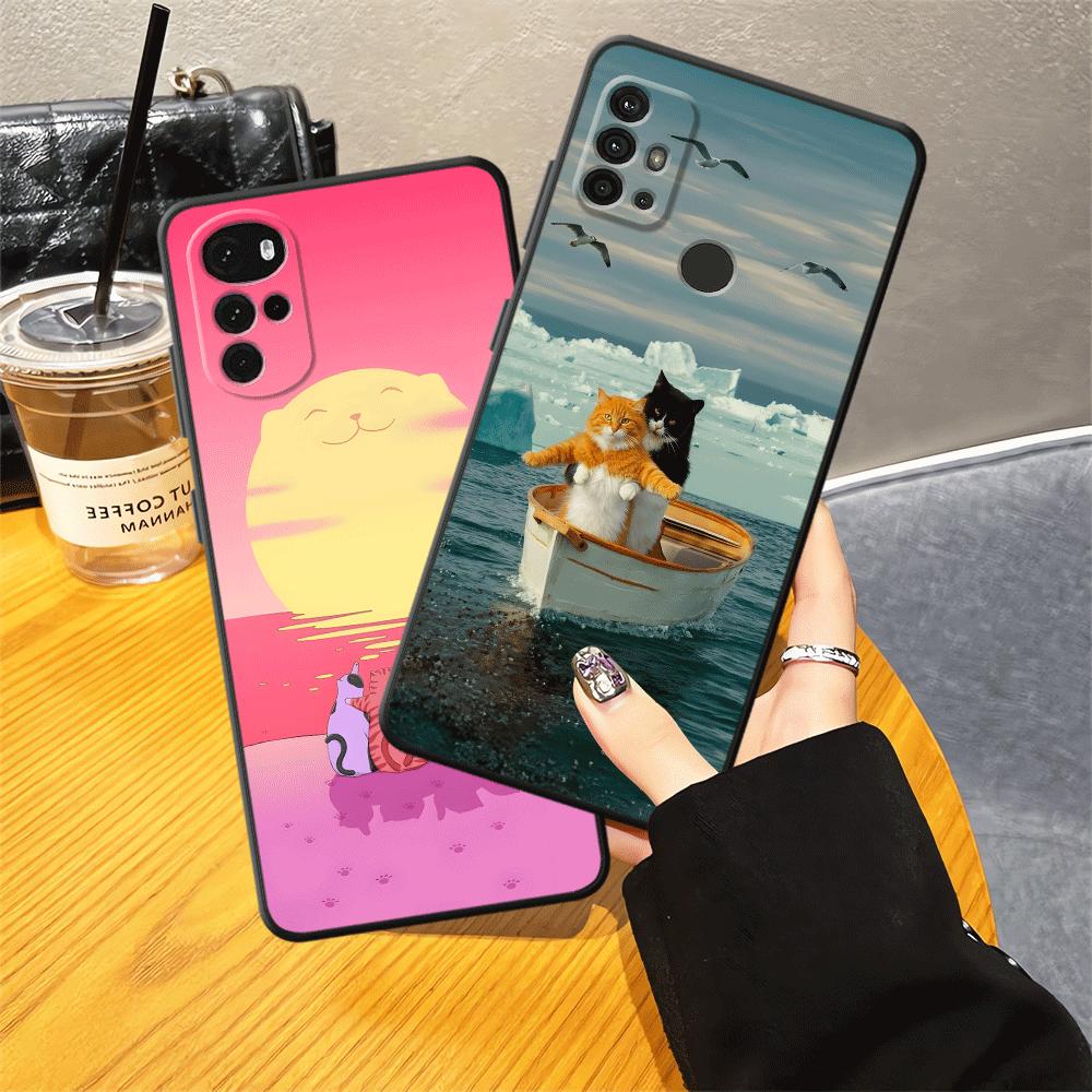 Cute Cartoon Cat Phone Cover Case for Motorola Moto G52 G22 Edge40 G60s G32 Edge 20 Pro 30 Lite G53 G30 G50 G51 G73 G71