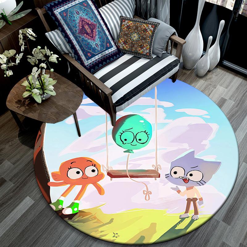 The Amazing World of Gumball3 Round Area Rug,Carpet Rug for Living Room Bedroom Sofa Playroom Decor,Non-slip Floor Mat