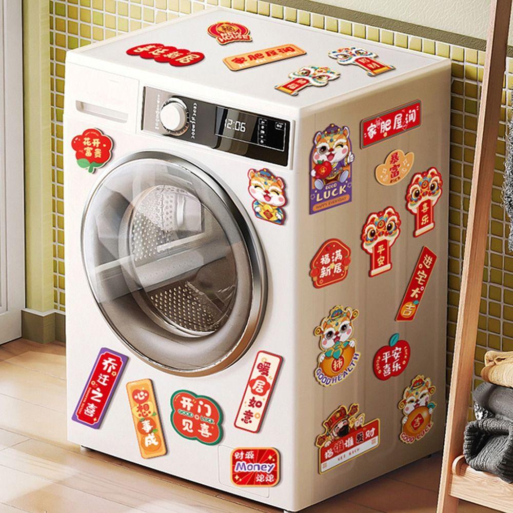 8Pcs/set Creative New Year Magnetic Sticker Traditional Chinese 2026 Chinese Style Refrigerator Magnets Cartoon Festival