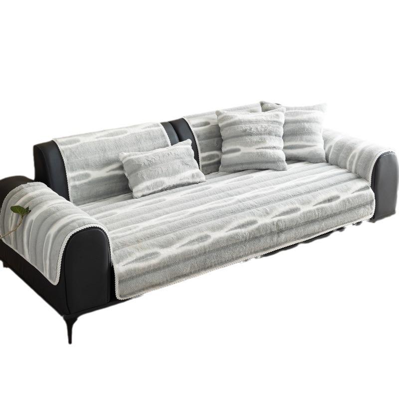 Weiche Warme Sofabezug für Wohnzimmer Luxus Rutschfest Uni Sofakissen Matte Verdicken Plüsch Couchtuch Heimdekor Vier Jahreszeiten