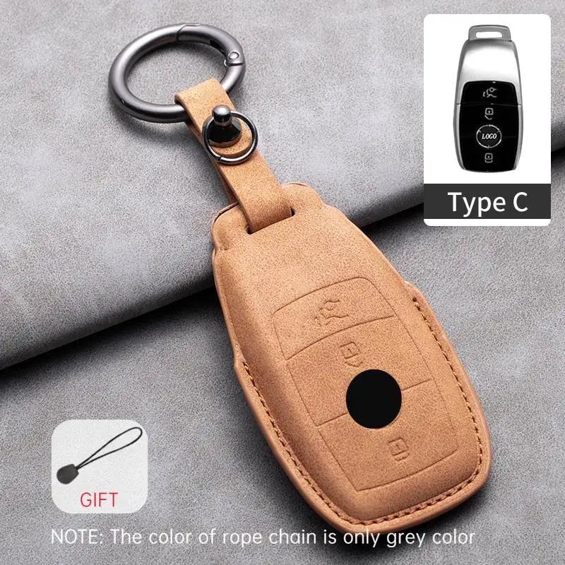 Leder Autoschlüssel Hülle Abdeckung Halter Schlüsselanhänger Fob für Mercedes Benz E-Klasse C-Klasse S-Klasse GLC E200 E400 E63 W213 S550 S560