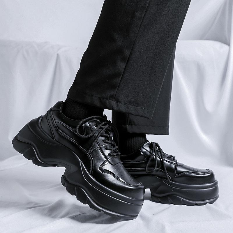 Derby Shoes Men's Niche Thick Sole Heightening Big Head Heightening Retro Leather Shoes High-end Dad Shoes 54458-R