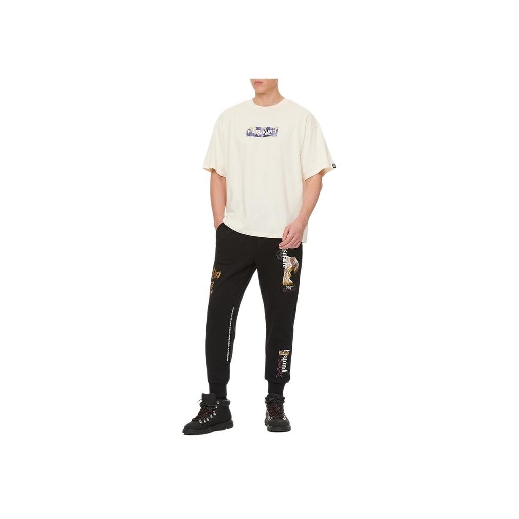 Evisu SS22 Solid Color Combination Pattern Printed Casual Sports Pants Men Pants Black 2ESGNM1SP437XX