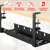 1pc Desk Cable Tidy Trays, Cable Management Under Desk, No-Drill Cable Basket Metal, Adjustable Cable Management Tray, Black Cab