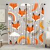2pcs Elegant Cute Fox Rainbow Star Moon Curtains - Semi-Sheer Light Filtering Polyester Rod Pocket Design with Foxes   Stars & Cl
