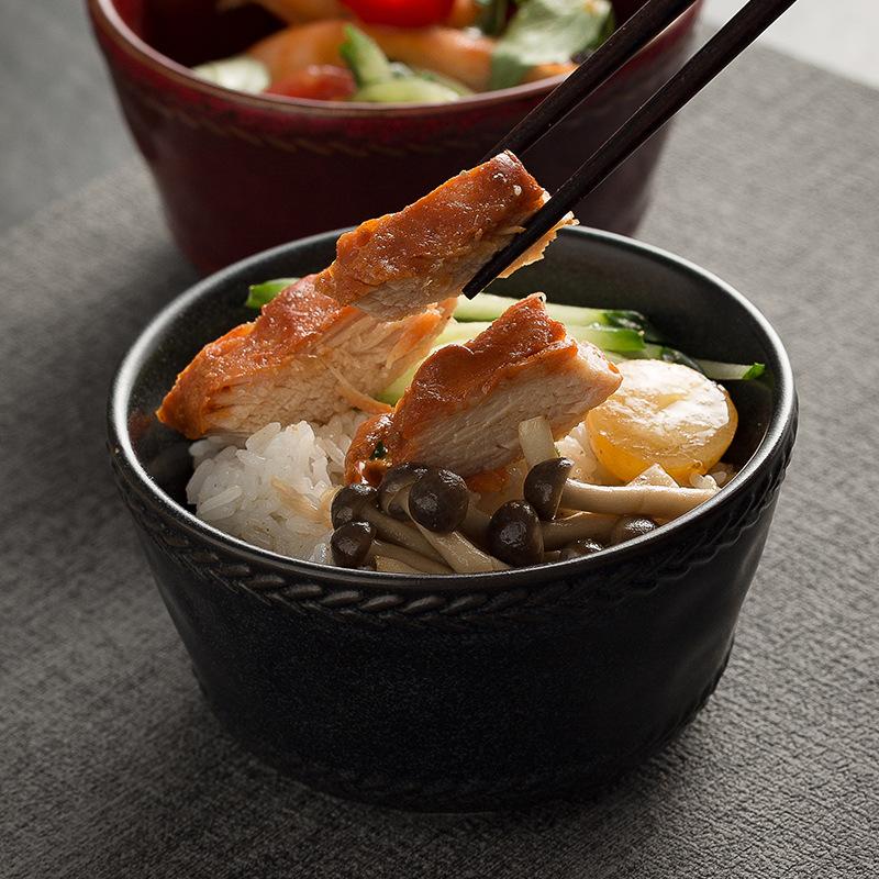 Cloud Underglaze Rice Bowl Household New Japanese Ceramic Bowl High-End Small Bowl Height Anti-Scalding Porridge Bowl