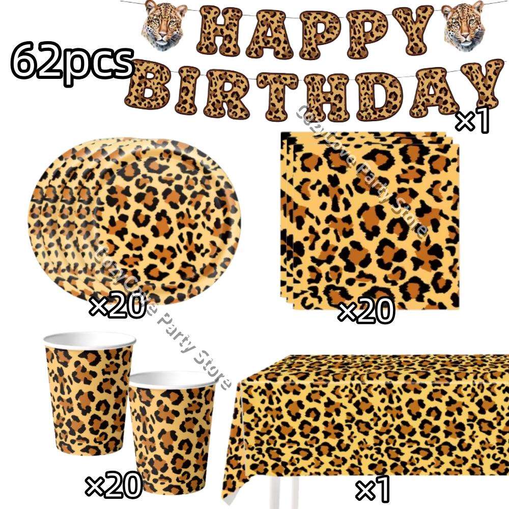 Rosa Leopard Geburtstagsparty Dekoration Tier Leopard Thema Geschirr Becher Teller Banner Ballons Geburtstagsparty Zubehör Geschenke