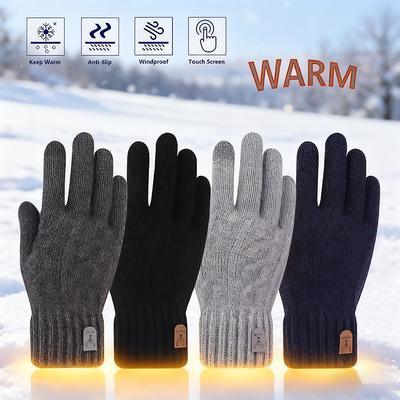 Kışlık Örgü Yün Sıcak Eldivenler Erkek ve Kadın Dokunmatik Ekran Kalınlaştırılmış Tam Parmak Eldivenler Outdoor Bisiklet Kayak Eldivenleri