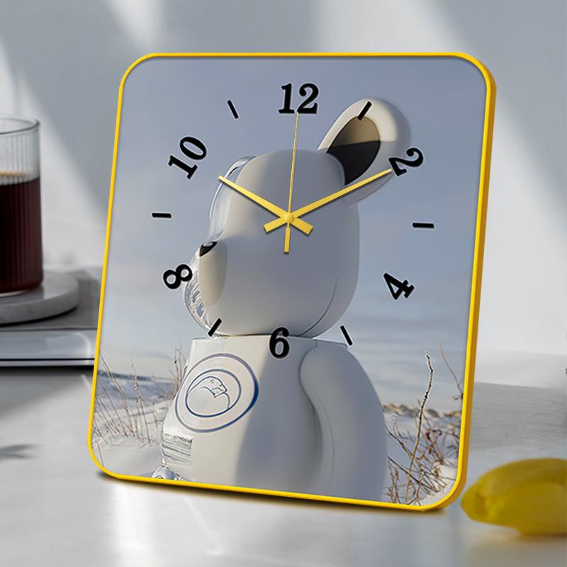 Modern Household Clock Desktop Decoration Ornaments Crystal Porcelain Bedroom Bedside Table Clock Creative Clock Desktop Desktop
