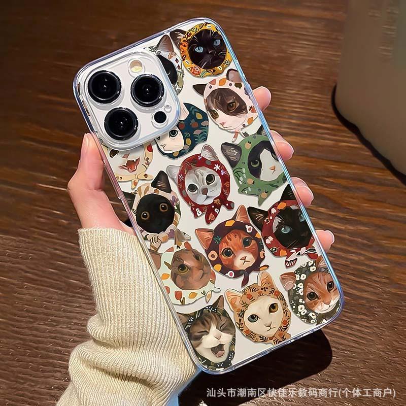 Headscarf Cat Apple 16promax Mobile Phone Case 15pro Art 14pro Creative 13 Trendy 12 Soft 11 Niche