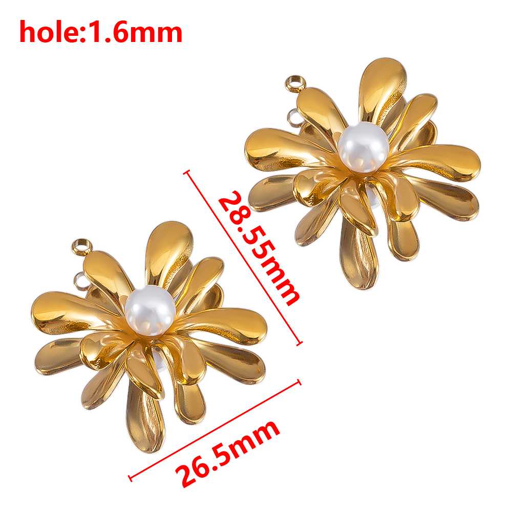 2pcs Stainless Steel Irregular Red Necklace Charms Gold Plated Imitation Pearl Earrings Component DIY Necklaces Jewelry Findings
