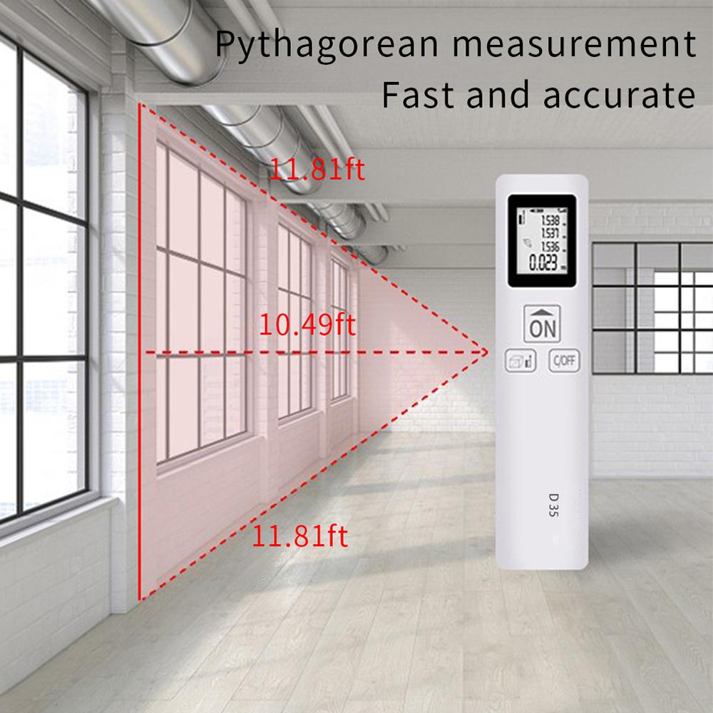 35m Laser Measure LCD Digital Laser Distance Meter Pocket Size Mini Range Finder Distance/ Area/