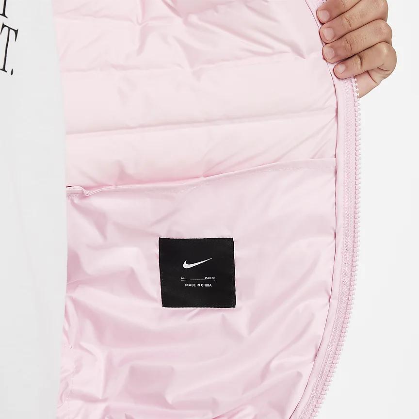 Nike Down Jacket Swoosh Color Block Stand Collar Zipper Casual Kids Jackets Pink FV2518-690