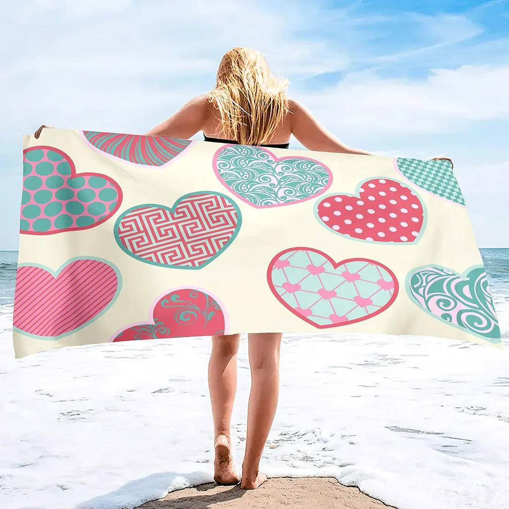 Valentine's Day Large Beach Towel for Adults and Lightweight Pool Towels Quick Dry Beach Towel Water Absorbent Towels for Travel