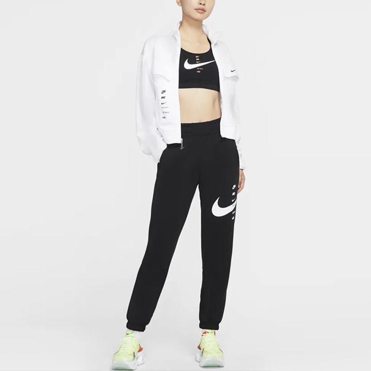 Nike Sportswear Swoosh Logo Printed Casual Sports Pants Women Pants Black CU5632-011
