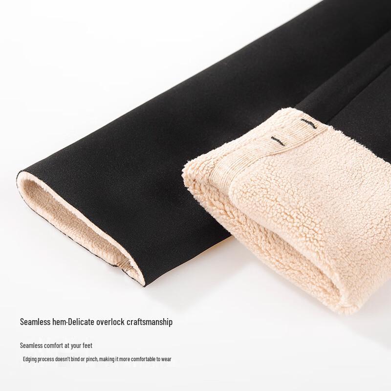 Women's Faux Lamb Wool Lined Black Stirrup Leggings