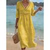 QICED Fashion Summer Spring Short Sleeve V-Neck  Casual Dresses