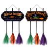 Broom Parking Sign 35.4 IN Wooden Witches Brooms Cute Witches Decoration Sign Spooky Holiday Witch Sign for Front Porch