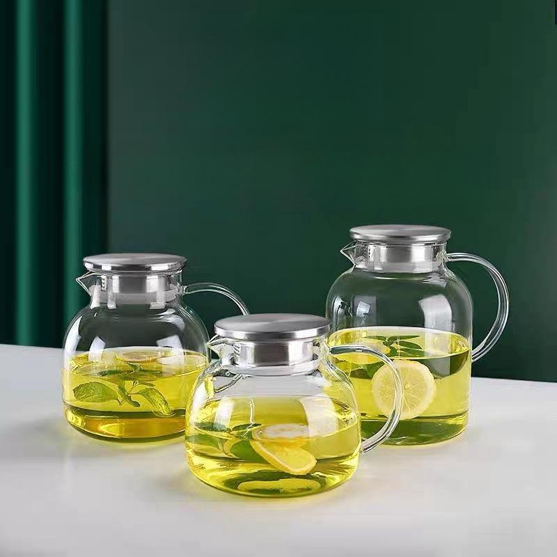 Simple Heat resistant Cool Water Bottle with High Temperature Resistance and Lid Household Living Room Large Capacity Transparent Cool Water Bottle