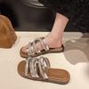 Korean version of the toe cool slippers women's 2025 summer new wear fashion flat-bottomed fairy wind summer beach sandals