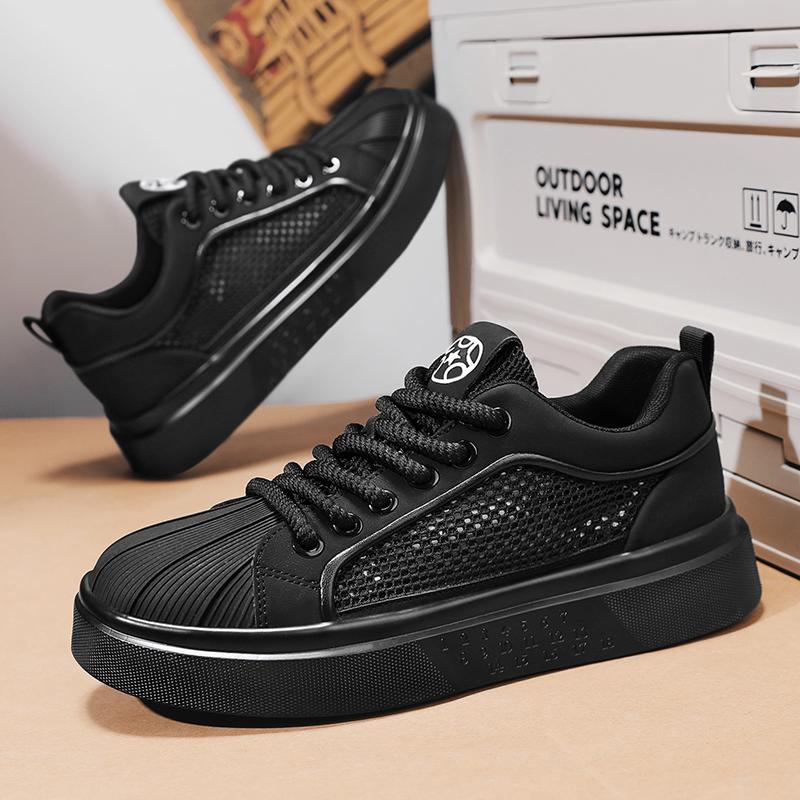 Little white shoes men's 2025 new mesh breathable and comfortable sports and leisure shoes soft sole heightening lightweight board shoes