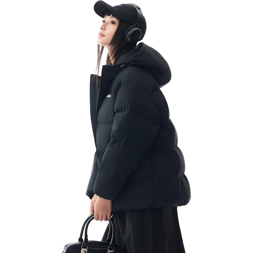 Anta Lifestyle Series Loose Casual Comfortable Down Jacket Women Outerwear Black 962448905-4